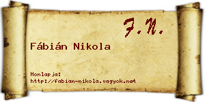 Fábián Nikola névjegykártya